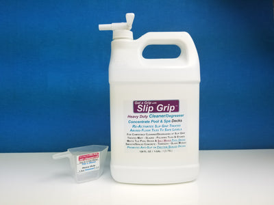 Slip Grip - Pool Tile & Stone Deck Heavy Duty Cleaner / De-Greaser / Concentrate / For Salt Water Pool Deck, 128 fl. oz. = 128 Gallons